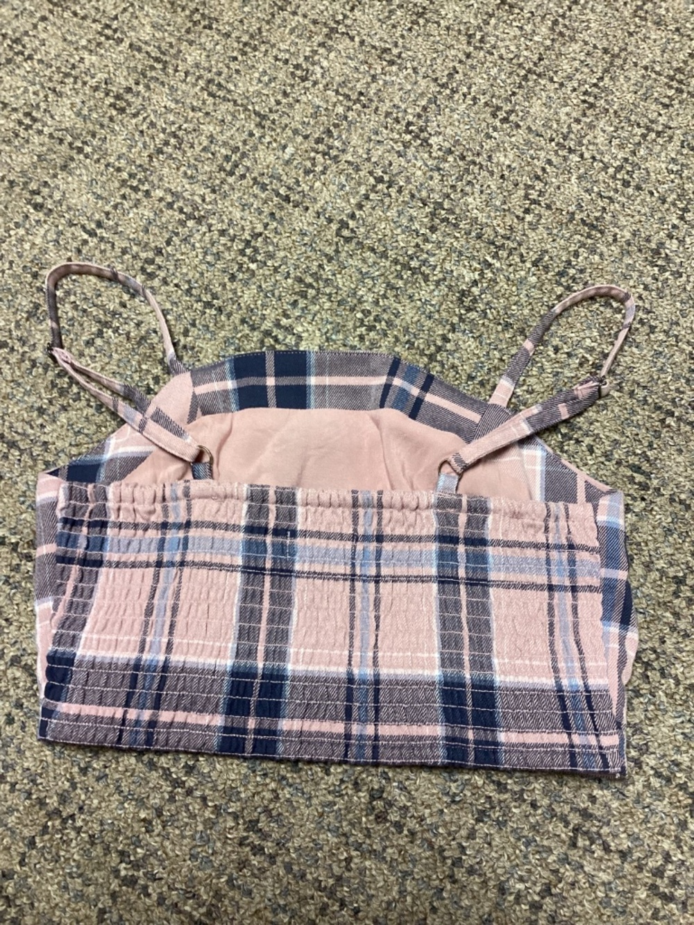 Aeropostale Plaid Pink and Navy Crop Cami Top Size XS - Picture 5 of 6